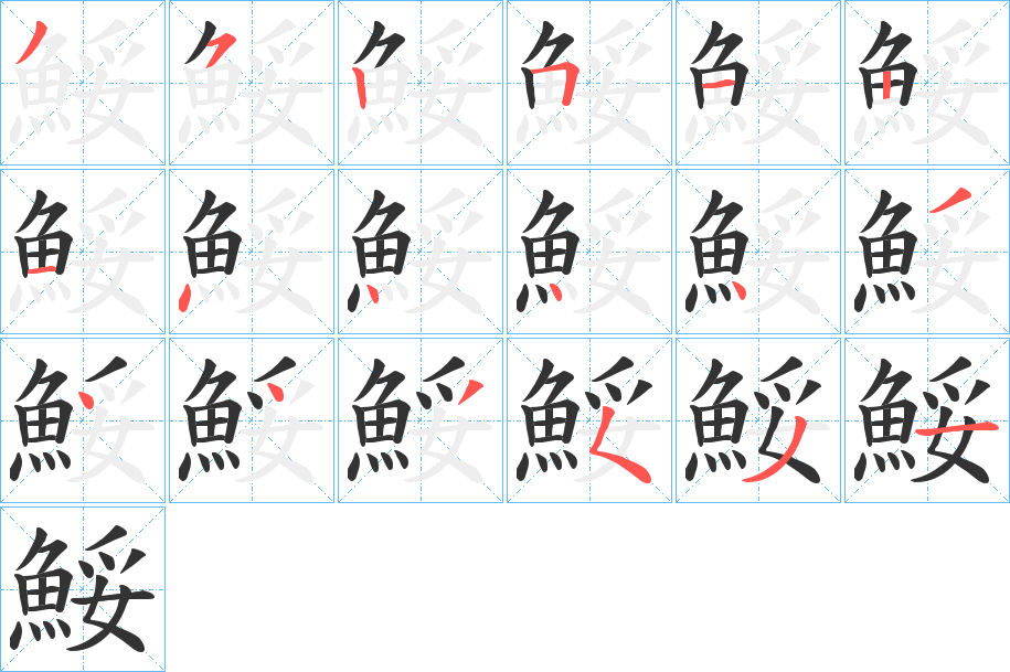 鮾字的筆順分步演示