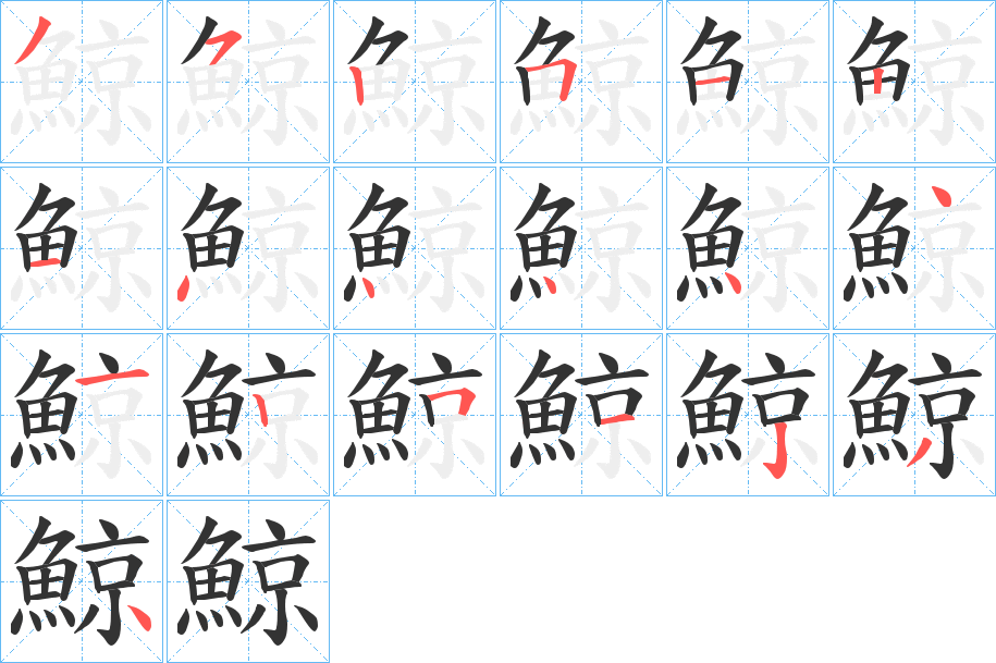 鯨字的筆順分步演示