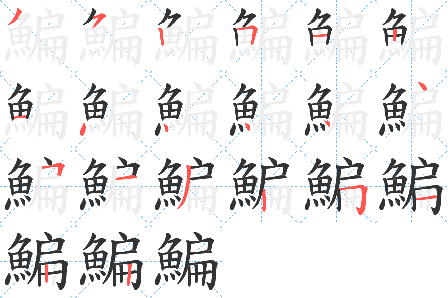 鯿字的筆順分步演示