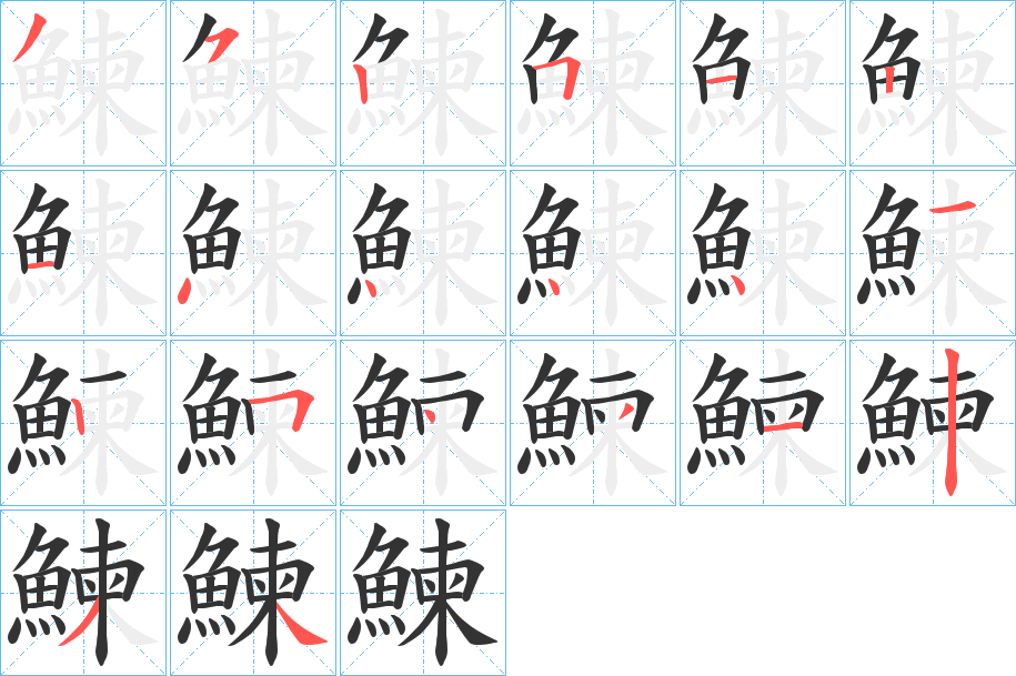 鰊字的筆順分步演示