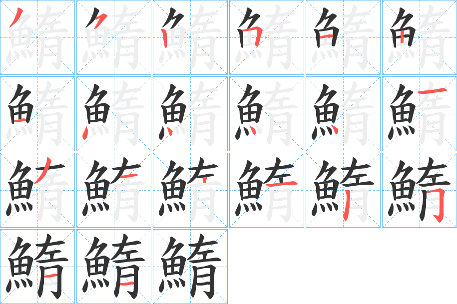 鰖字的筆順分步演示