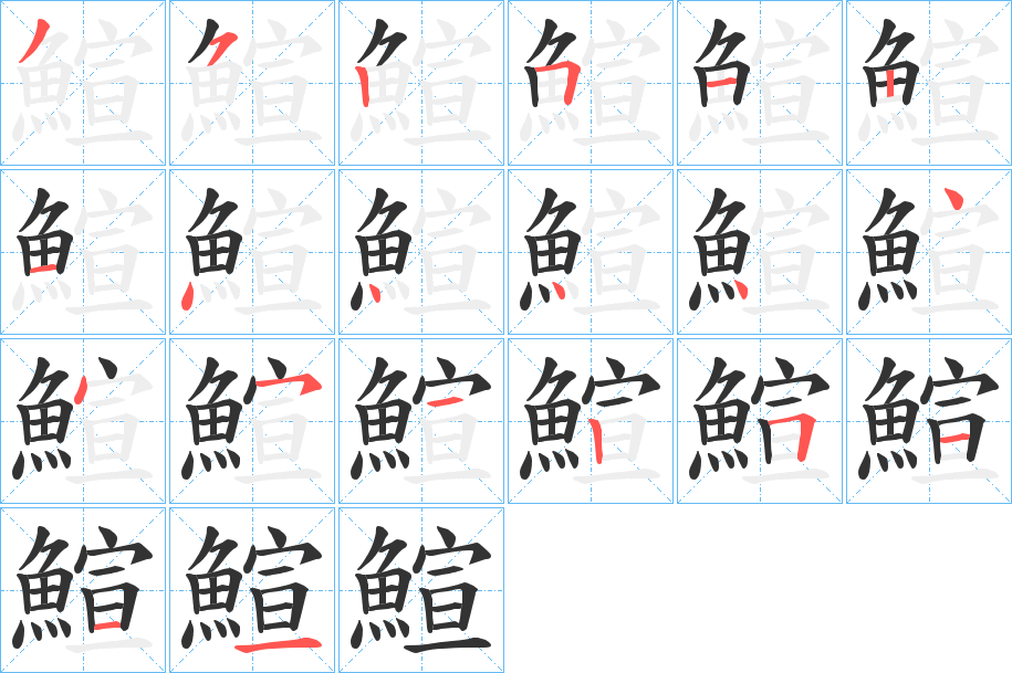 鰚字的筆順分步演示