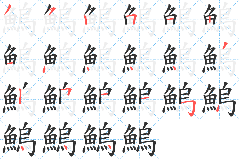 鰞字的筆順分步演示