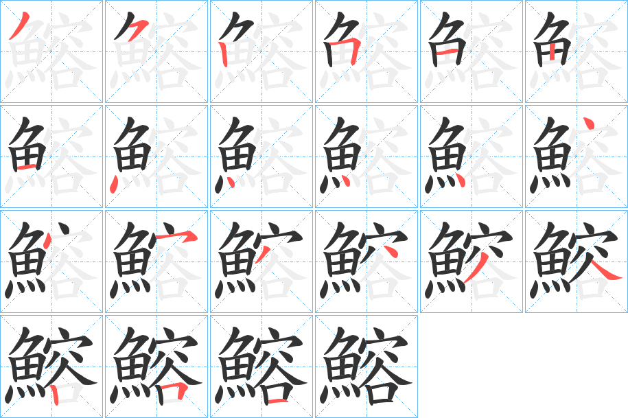 鰫字的筆順分步演示