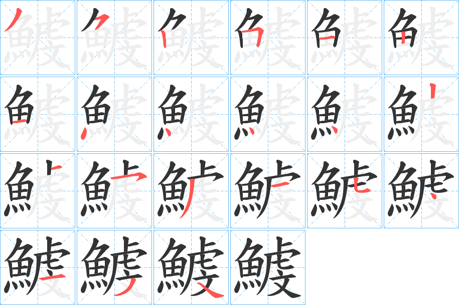 鰬字的筆順分步演示