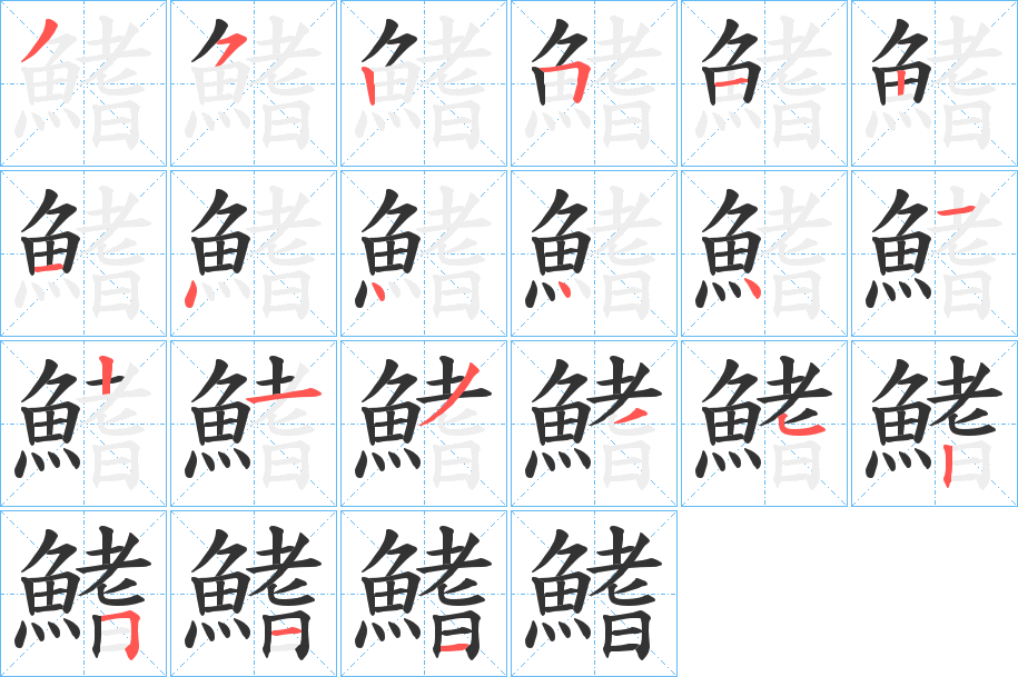 鰭字的筆順分步演示