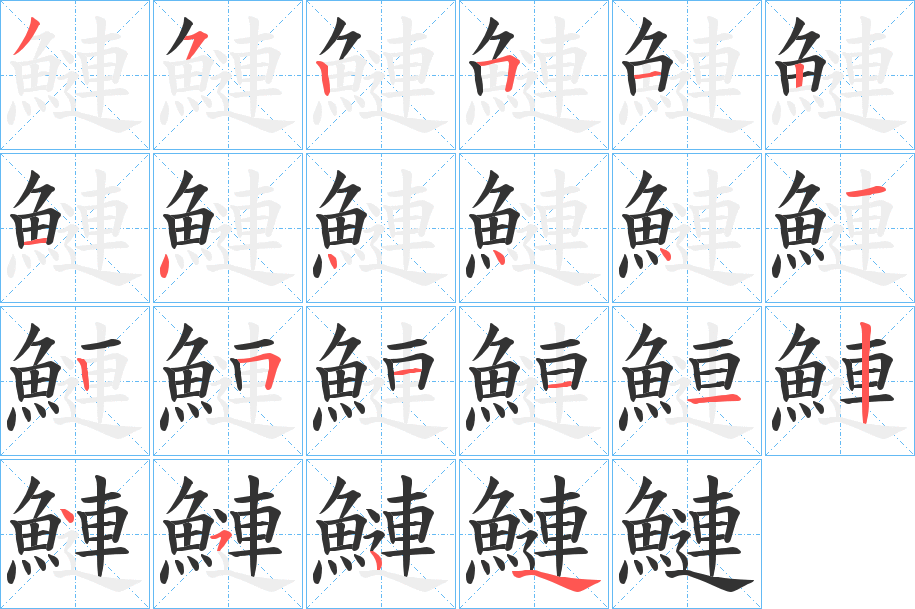 鰱字的筆順分步演示