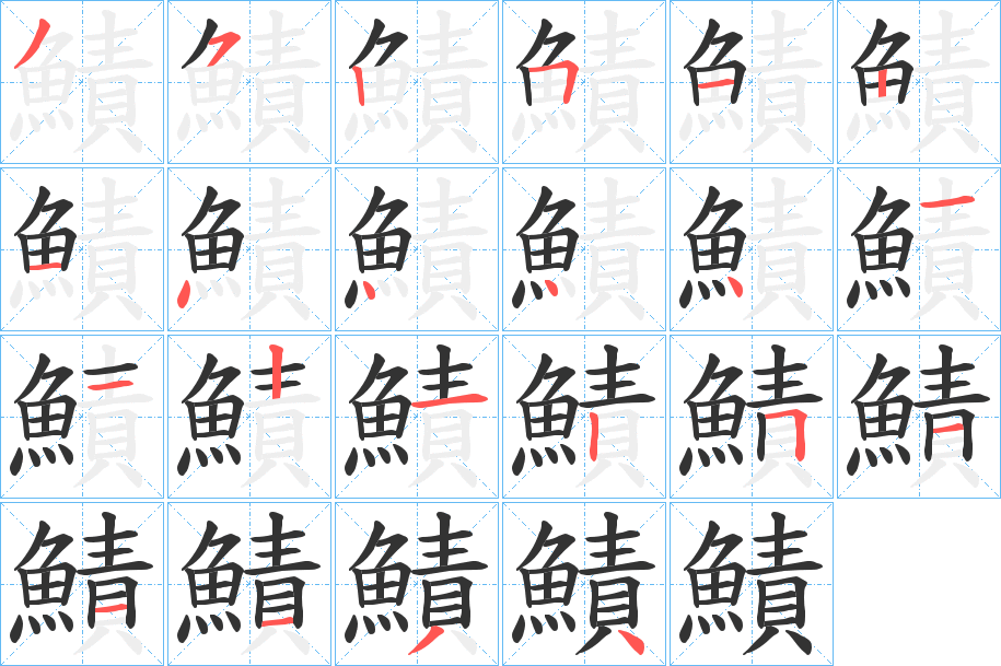 鰿字的筆順分步演示