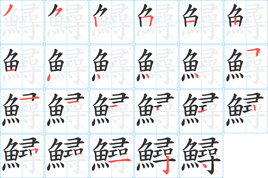 鱘字的筆順分步演示