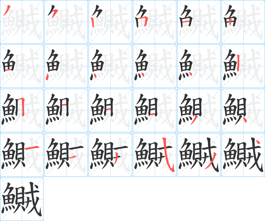 鱡字的筆順分步演示