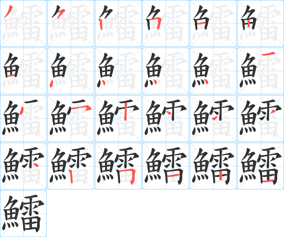 鱩字的筆順分步演示