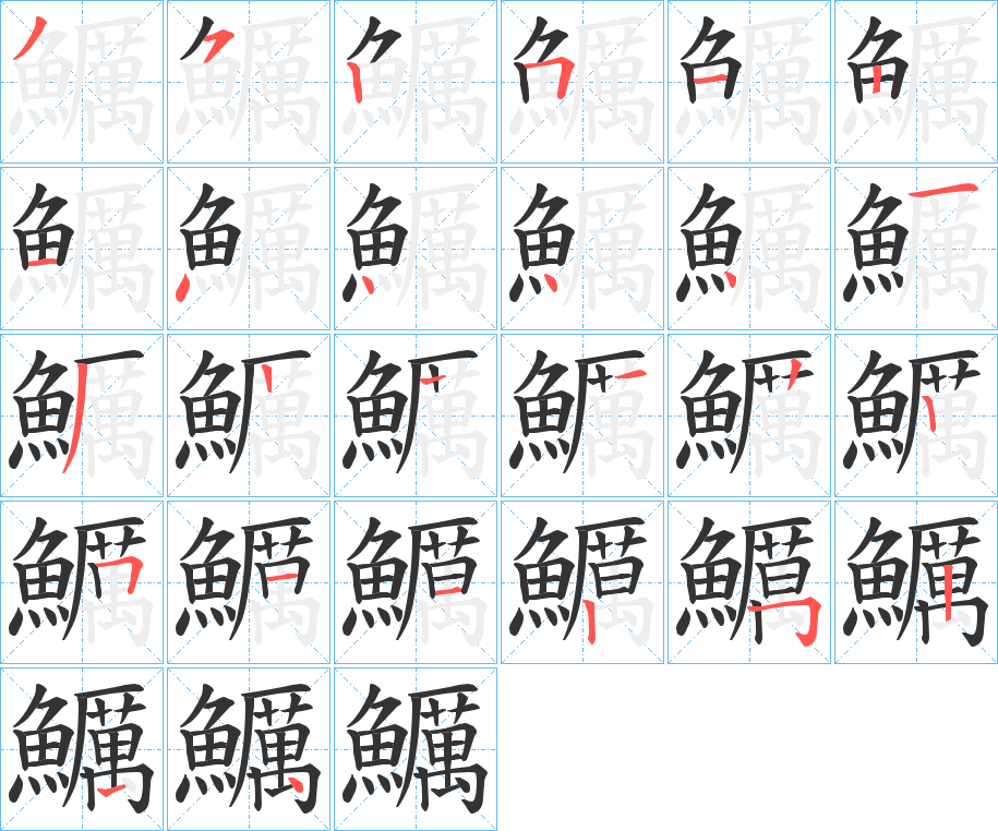 鱱字的筆順分步演示