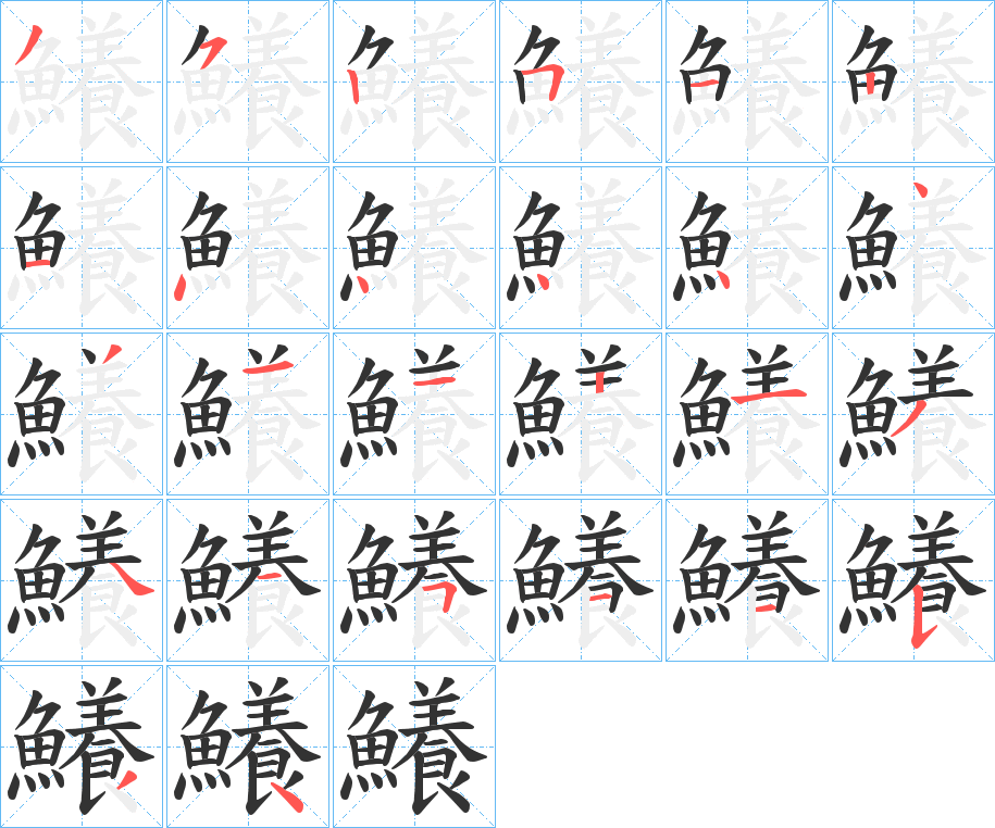 鱶字的筆順分步演示