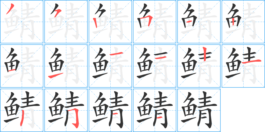 鯖字的筆順分步演示