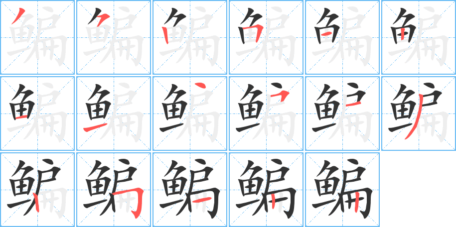 鳊字的筆順分步演示