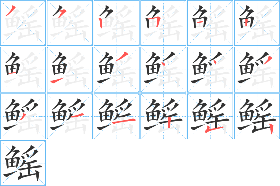 鰩字的筆順分步演示