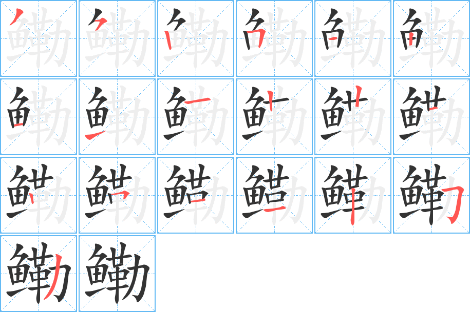 鰳字的筆順?lè)植窖菔?></p>
<h2>鰳的釋義：</h2>
鰳<br />（鰳）<br />lè<br />〔鰳魚(yú)〕身體側(cè)扁，腹部有硬刺，生活在海中，為重要食用魚(yú)類。亦稱“鲙魚(yú)”、“白鱗魚(yú)”、“曹白魚(yú)”。<br />（鰳）<br />筆畫(huà)數(shù)：19；<br />部首：魚(yú)；<br />筆順編號(hào)：3525121112212511253<br />
<p>上一個(gè)：<a href='bs19500.html'>鳙的筆順</a></p>
<p>下一個(gè)：<a href='bs19498.html'>鱈的筆順</a></p>
<h3>相關(guān)筆畫(huà)筆順</h3>
<p class=