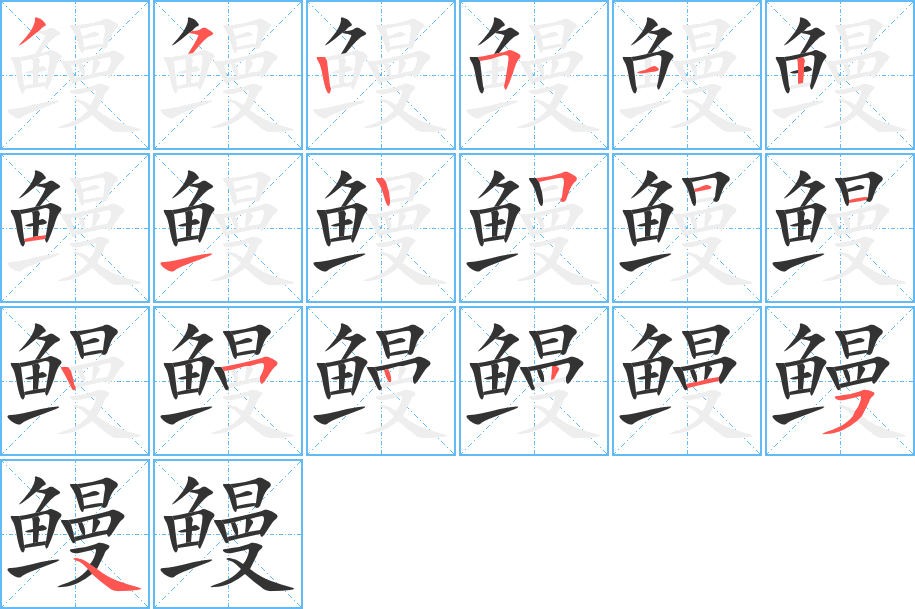 鰻字的筆順分步演示