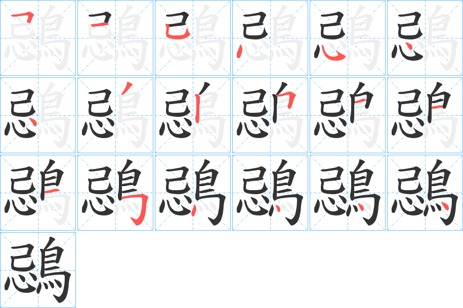 鵋字的筆順分步演示