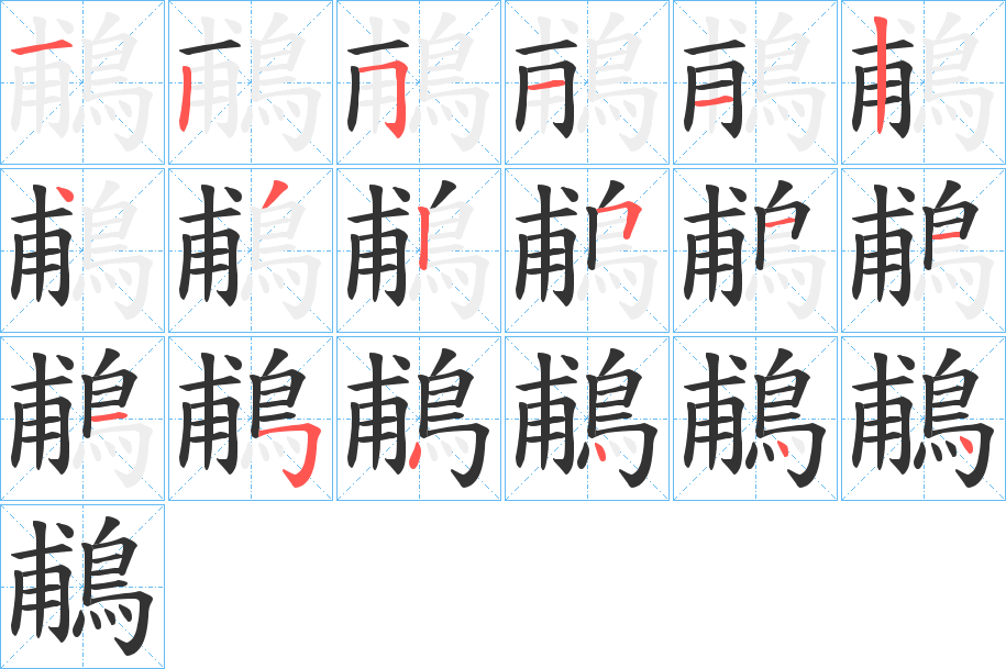 鵏字的筆順分步演示