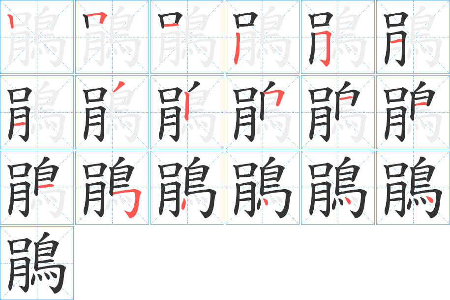 鵑字的筆順分步演示