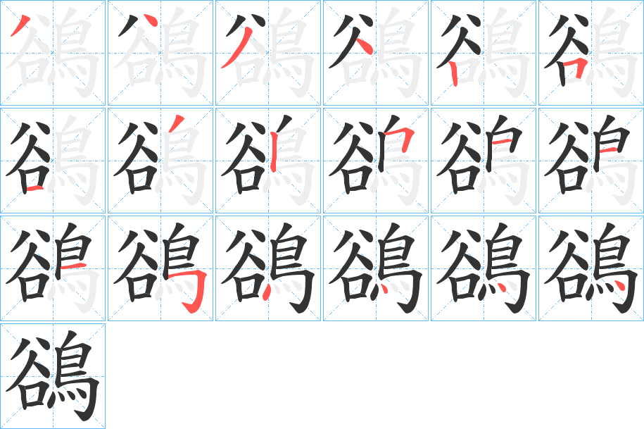 鵒字的筆順分步演示