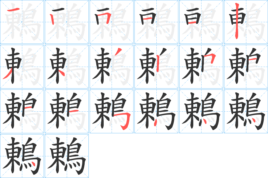 鶇字的筆順分步演示