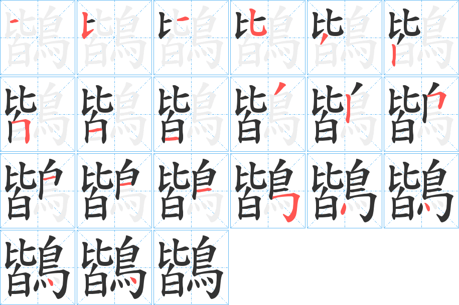 鶛字的筆順分步演示