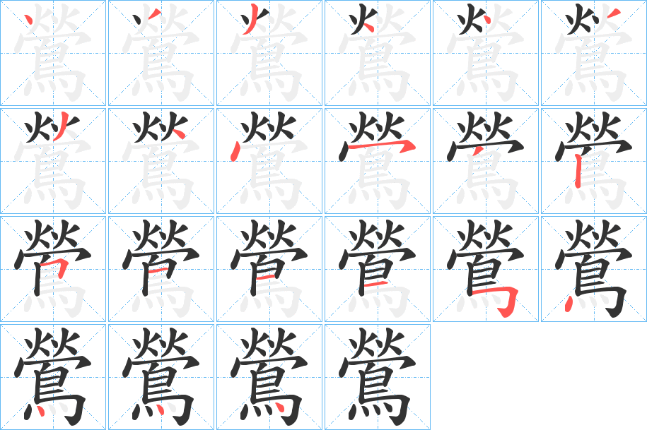 鶯字的筆順分步演示