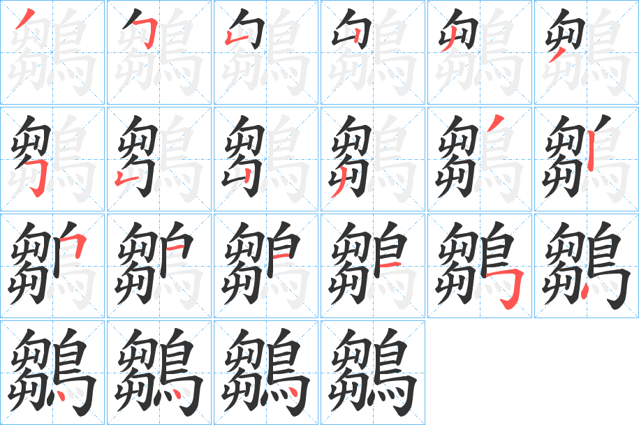 鶵字的筆順分步演示