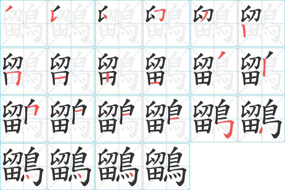 鶹字的筆順分步演示