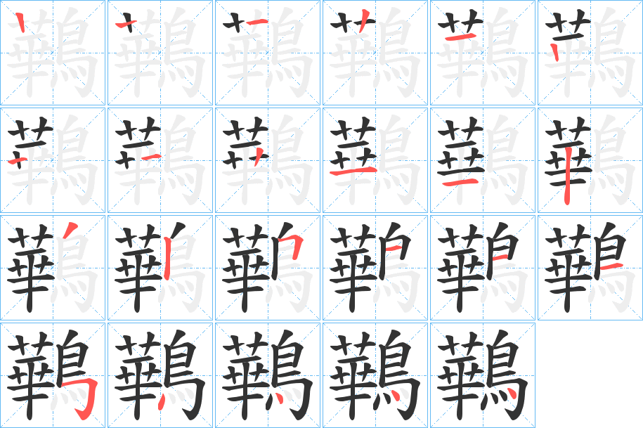 鷨字的筆順分步演示