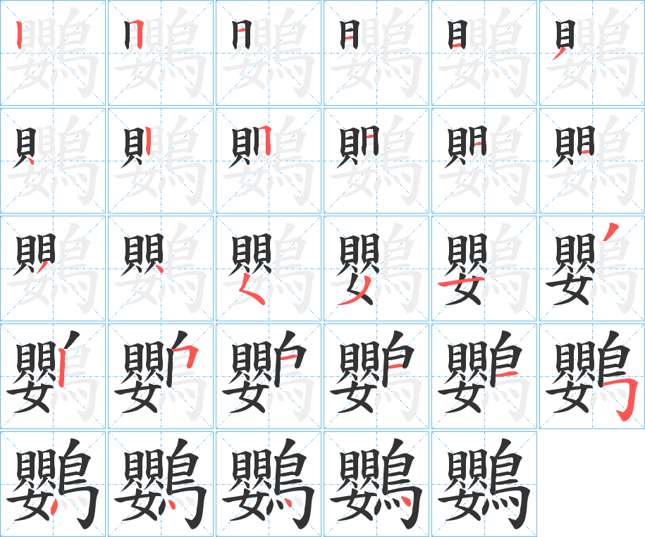 鸚字的筆順分步演示