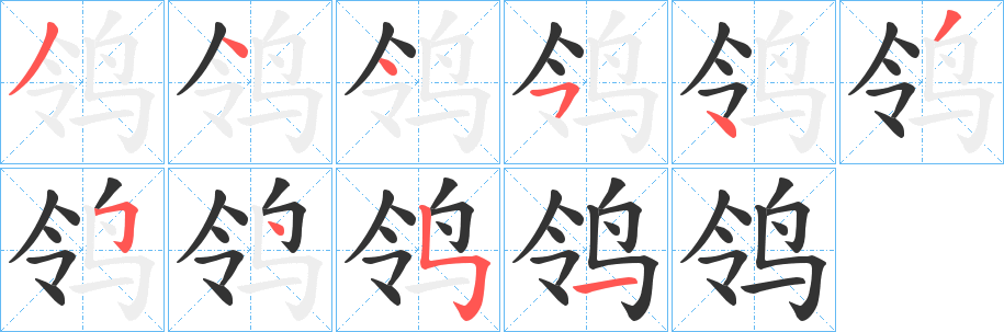 鸰字的筆順分步演示