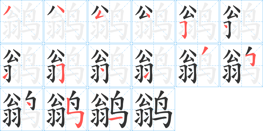 鹟字的筆順分步演示