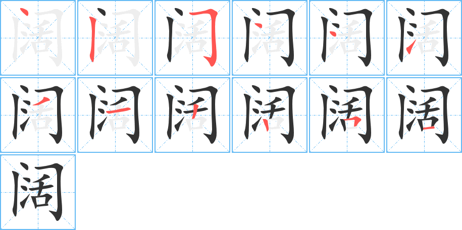 闊的筆順分布演示